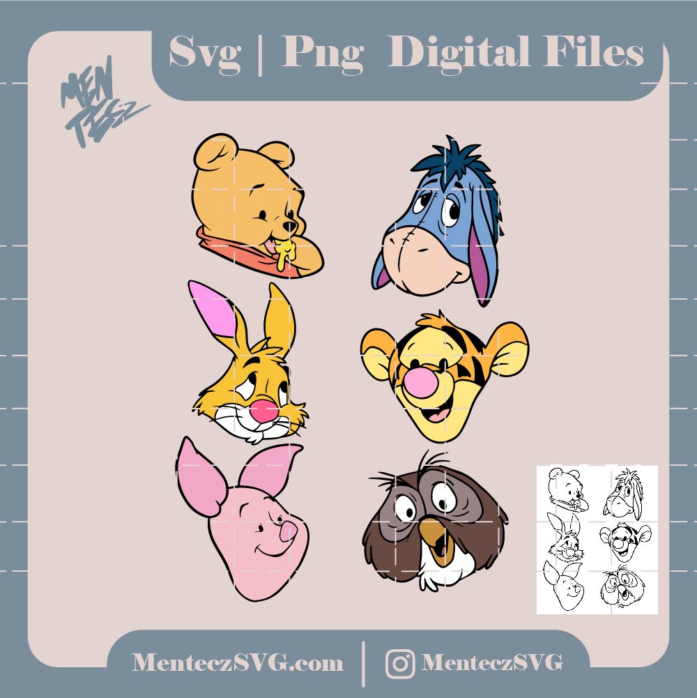 Winnie the pooh characters svg, png, jpg, winnie pooh svg, png