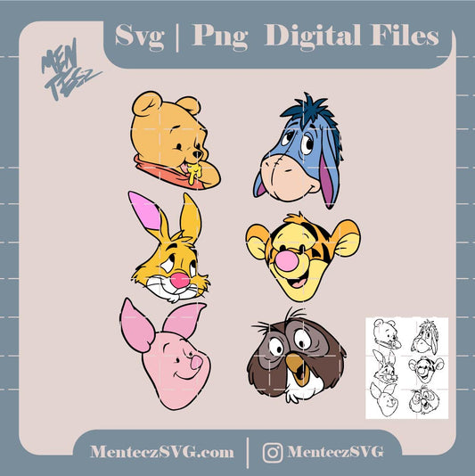 Diseño SVG para Cricut - Winnie the pooh characters svg, png, jpg, winnie pooh svg, png - MenteczSVG