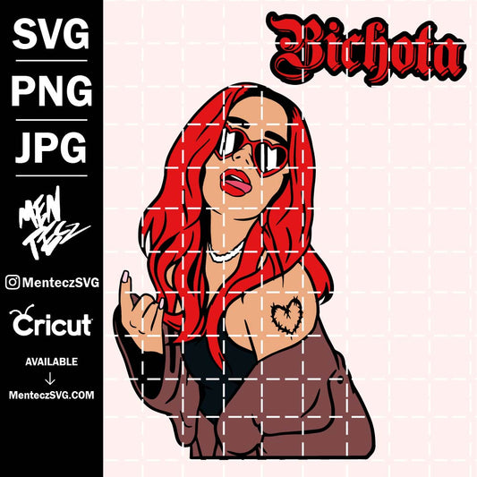 Diseño SVG para Cricut - Karol G cabello rojo SVG, png & JPG, Bichota svg, bichota roja - MenteczSVG