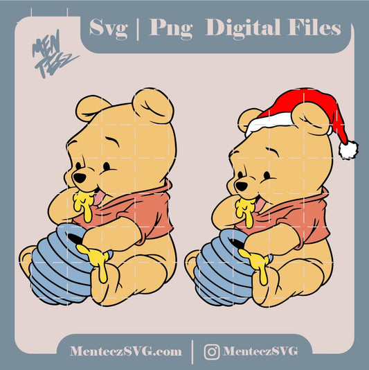 Diseño SVG para Cricut - winnie the pooh Christmas svg, png, Christmas Tumbler , Full Glass Can, Cartoon Tumbler - MenteczSVG