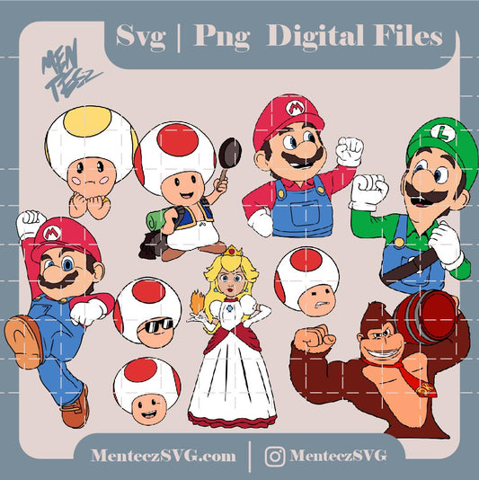 Diseño SVG para Cricut - Mario bros Bundle SVG, PNG and jpg, super mario svg, la pelicula, the super mario bros movie 2023, bundle svg - MenteczSVG