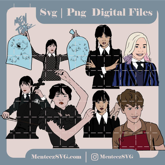 Diseño SVG para Cricut - Wednesday bundle Svg, Merlina Addams Halloween Svg, Poison Svg, Cricut, Silhouette Vector Cut File, I Hate People Svg - MenteczSVG