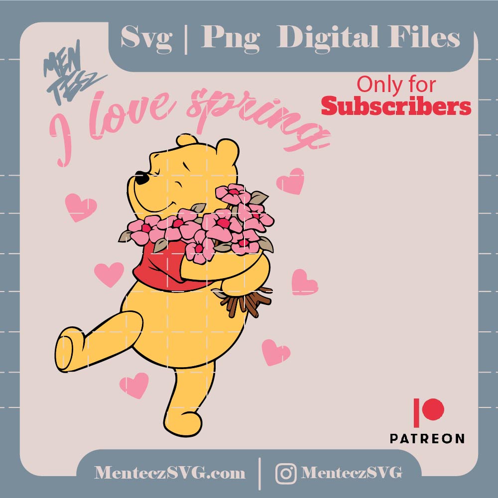 Winnie the pooh Spring svg, teddy svg