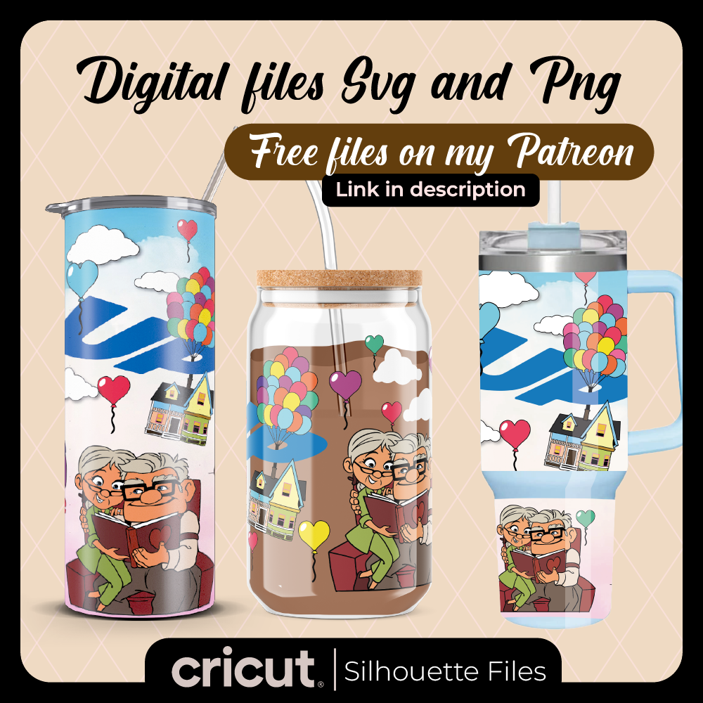 Disney Up Movie Svg, Png, wrap, Tumbler 20oz and 40oz, libbey glass, SVG Cut File for Cricut, Clipart Bundle Pack