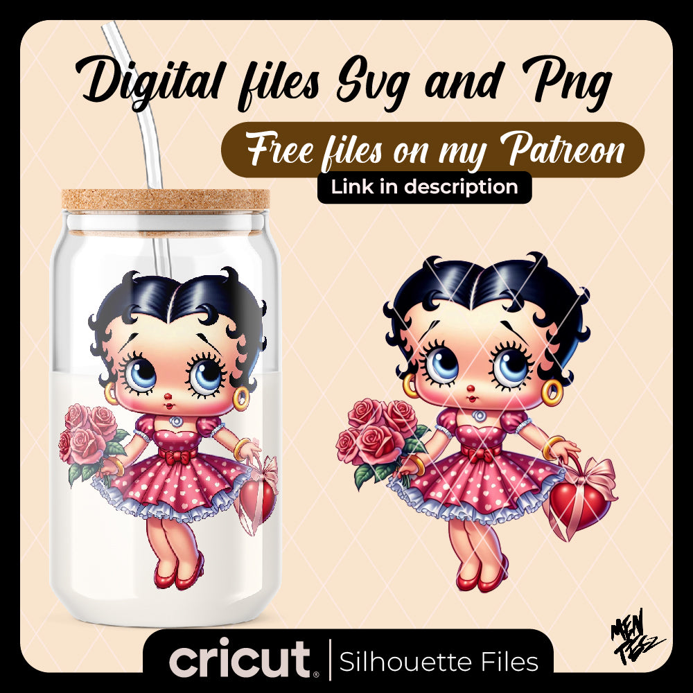 Betty Boop Happy Valentine Day SVG, Betty Boop SVG PNG Cut File