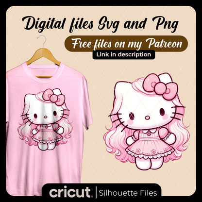 Hello Kitty Coquette Cherry SVG, wrap, Pink Bow Svg, Sanrio Svg,libbey, Tumbler 20oz and 40oz, tshirt