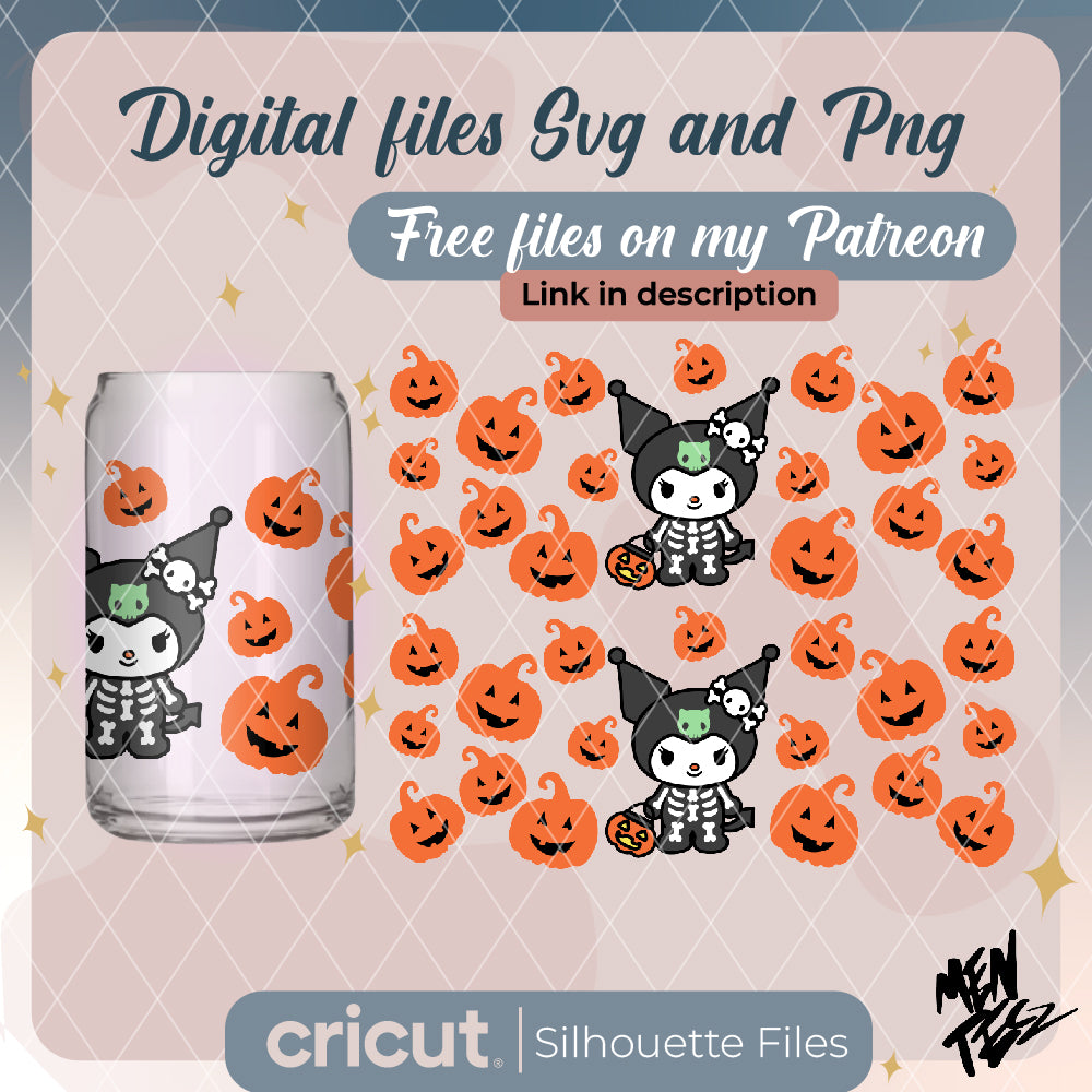 My melody halloween svg and png, kuromi svg, for libbey and cricut, spooky svg, hello kitty
