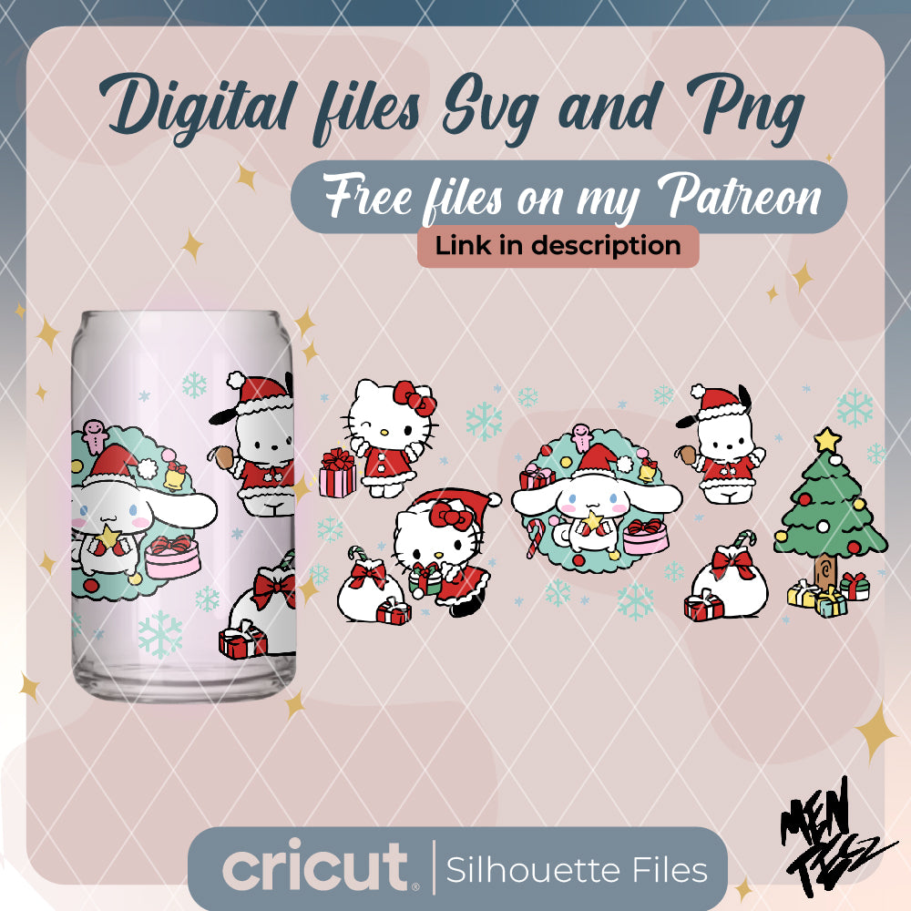 Hello kitty christmas svg, wrap for libbey cinnamoroll christmas svg and png, christmas svg