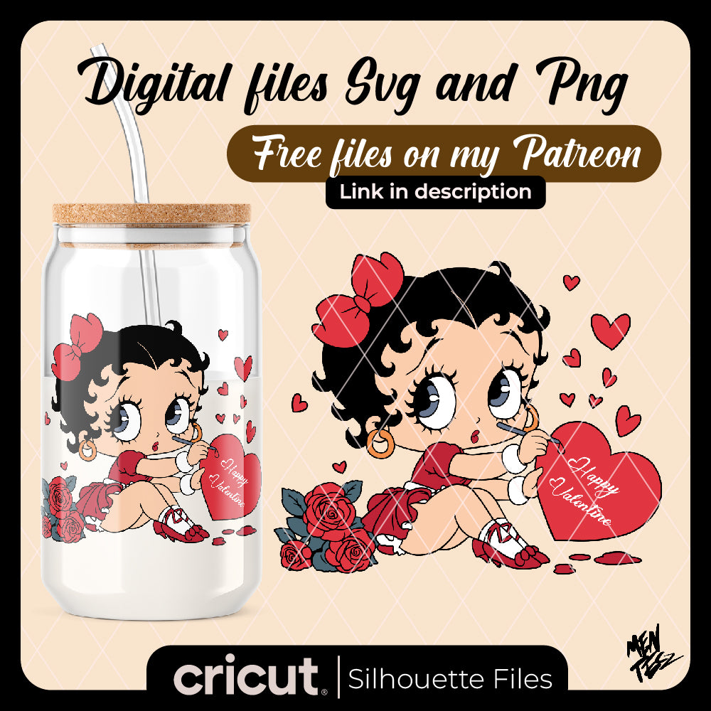 Betty Boop Happy Valentine’s Day SVG, Betty Boop SVG PNG Cut File