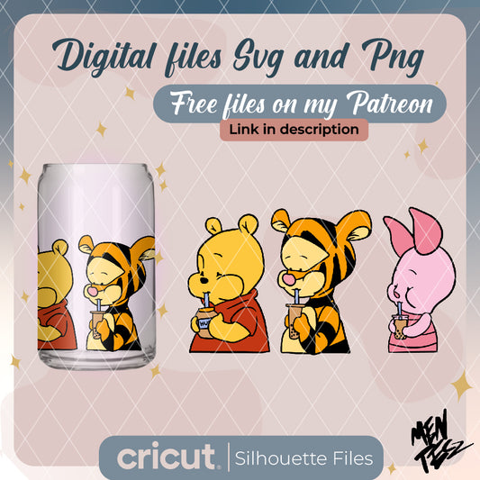 Winnie the pooh characters svg, png, jpg, winnie pooh svg, png, wraps for libbey svg