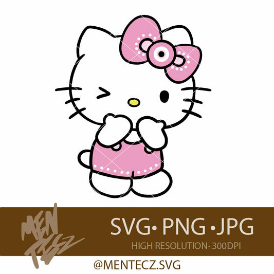 Pink Hello Kitty Evil Eye SVG PNG , Wrap libbey 16oz, Tumbler 20oz ,Cute Protective Eye Design