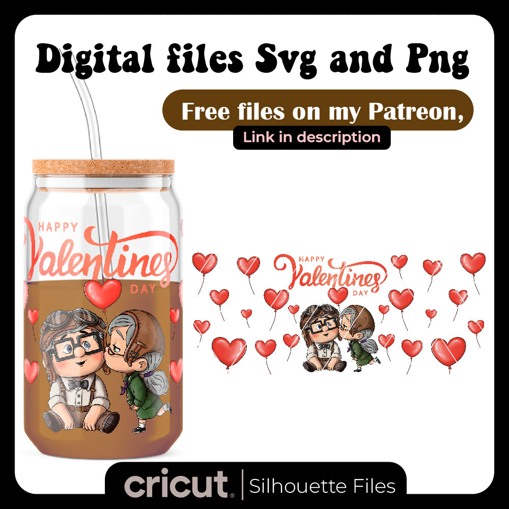 Ellie and Carl valentine's day PNG , Up Movie PNG, Tumbler 20oz, 40oz, wrap libbey ,stanley toppers