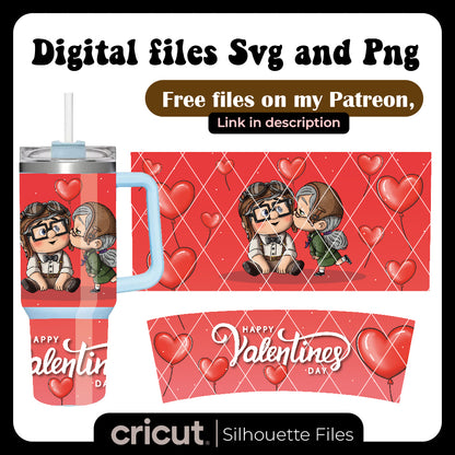 Ellie and Carl valentine's day PNG , Up Movie PNG, Tumbler 20oz, 40oz, wrap libbey ,stanley toppers