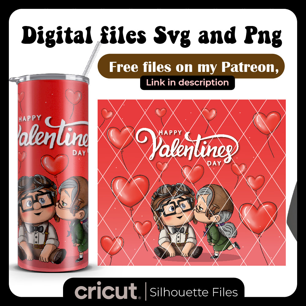 Ellie and Carl valentine's day PNG , Up Movie PNG, Tumbler 20oz, 40oz, wrap libbey ,stanley toppers