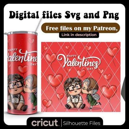 Ellie and Carl valentine's day PNG , Up Movie PNG, Tumbler 20oz, 40oz, wrap libbey ,stanley toppers