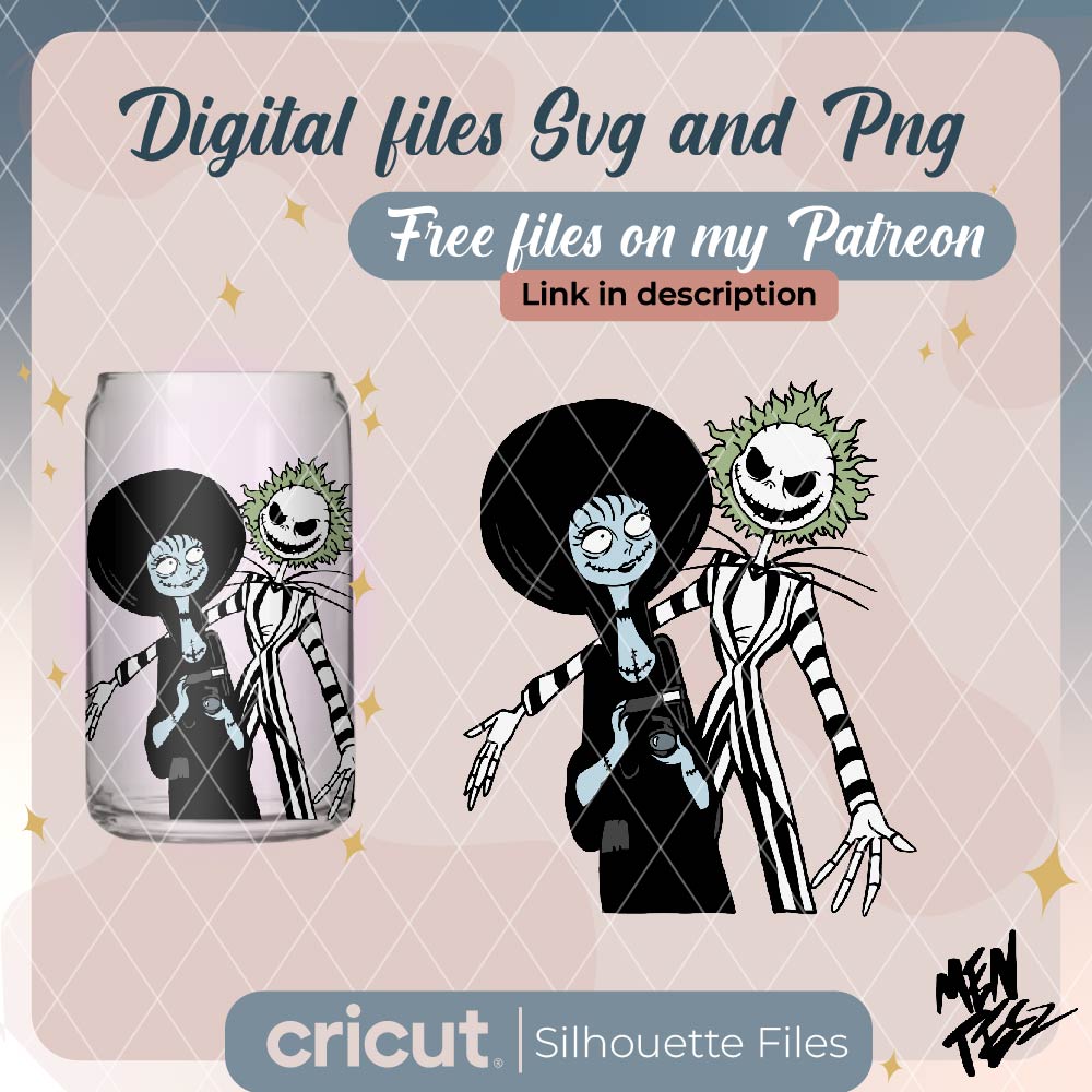 The jack and sally as beetlejuice and Lydia svg, png, beetlejuice and Lydia halloween svg, halloween png
