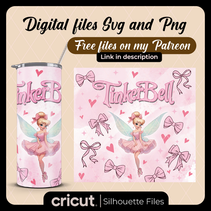 Tinkerbell coquette PNG, for tshirt, Libbey, Tumbler 20oz and 40oz, perfect for DTF