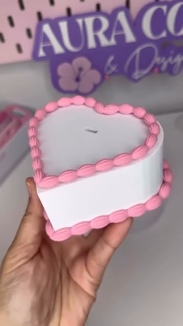 Heart-shaped cake for toppers 3d ,It comes in 2 sizes, 6" and 4" 3mf , bambu ,  Read the description