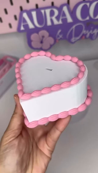 Heart-shaped cake for toppers 3d ,It comes in 2 sizes, 6" and 4" 3mf , bambu ,  Read the description