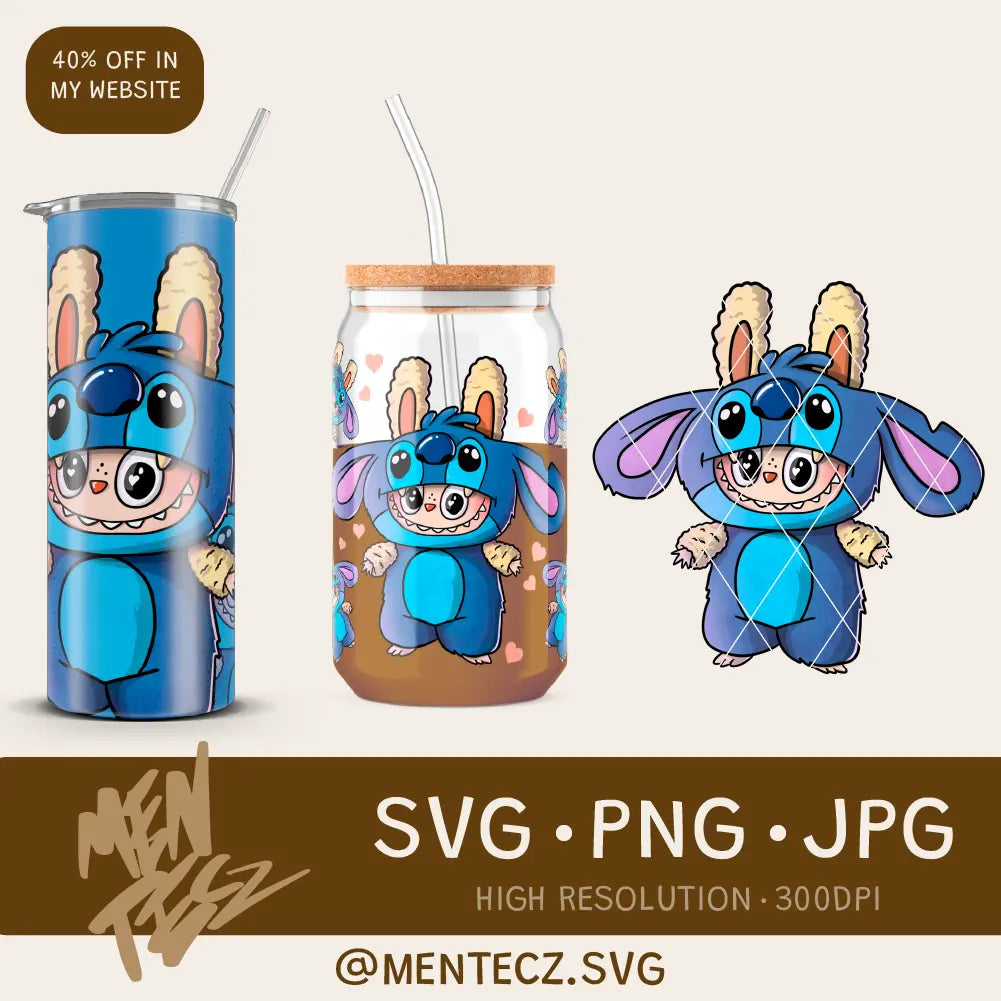 Labubu Stitch PNG, Labubu Vector svg MenteczSVG