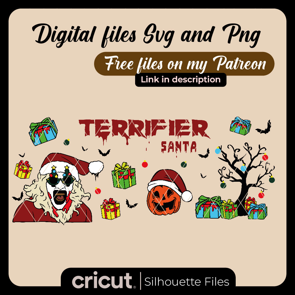 Terrifier Santa SVG, Wrap Christmas svg,Charlotte Gainsbourg’s Movie SVG, Terrifier Santa wears a hat SVG PNG