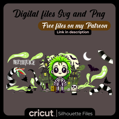 Beetlejuice png, wraps for libbey glass 16oz, perfect for uv DTF, halloween png