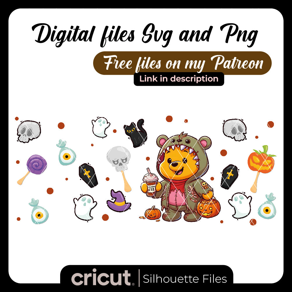 Winnie the pooh halloween png, for libbey, cricut, cameo, Disney Spooky Season PNG