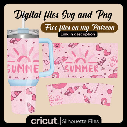 Summer wrap svg and png, Wrap Tumbler 20oz, 40oz, 17oz, glass libbey 16oz, Stanley toppers