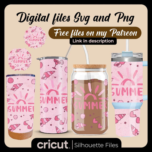 Diseño SVG para Cricut - Summer wrap svg and png, Wrap Tumbler 20oz, 40oz, 17oz, glass libbey 16oz, Stanley toppers - MenteczSVG