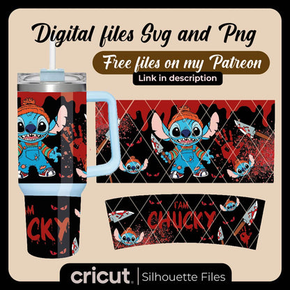 Chucky stitch SVG and PNG, wrap halloween design svg, png, tumbler 40oz , 20oz, Stanley toppers, libbey 16oz svg