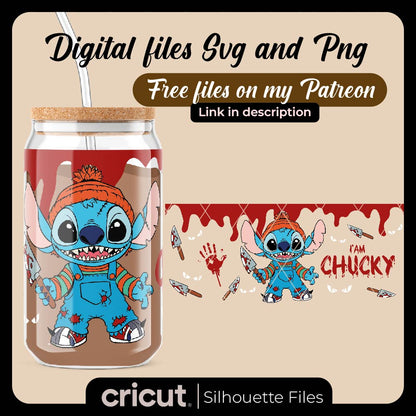 Chucky stitch SVG and PNG, wrap halloween design svg, png, tumbler 40oz , 20oz, Stanley toppers, libbey 16oz svg