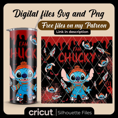 Chucky stitch SVG and PNG, wrap halloween design svg, png, tumbler 40oz , 20oz, Stanley toppers, libbey 16oz svg