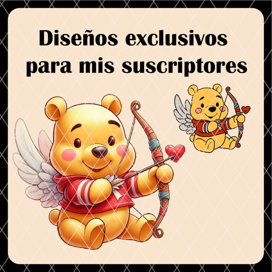 Exclusive design for my subscribers, winnie the pooh cupid png and svg, winnie valentine , Pooh Valentine png, valetine svg
