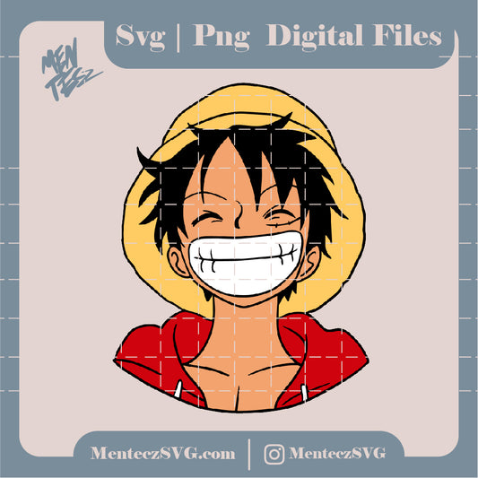 One piece svg, png, Monkey D. Luffy svg, vector de anime, manga svg, cumpleaños de anime, silueta de anime, paquete de anime png archivos digitales, cutfile