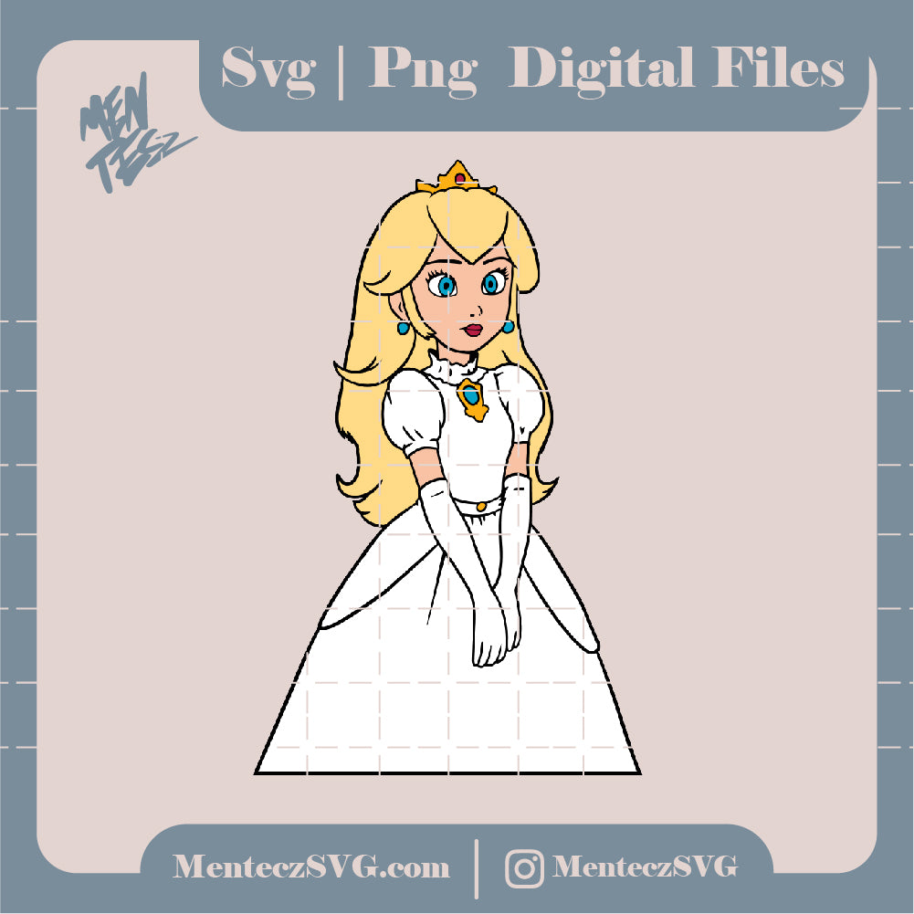 Princesa Peach Super Mario SVG DXF PNG Descarga instantánea digital Archivo