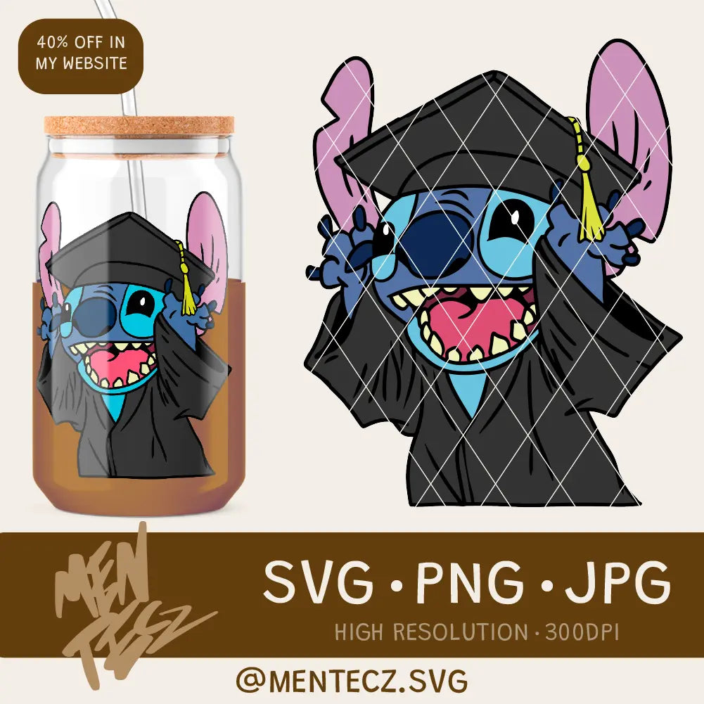 Stitch Graduation SVG, Instant digital download. SVG format. MenteczSVG