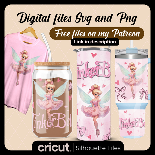 Tinkerbell coquette PNG, for tshirt, Libbey, Tumbler 20oz and 40oz, perfect for DTF