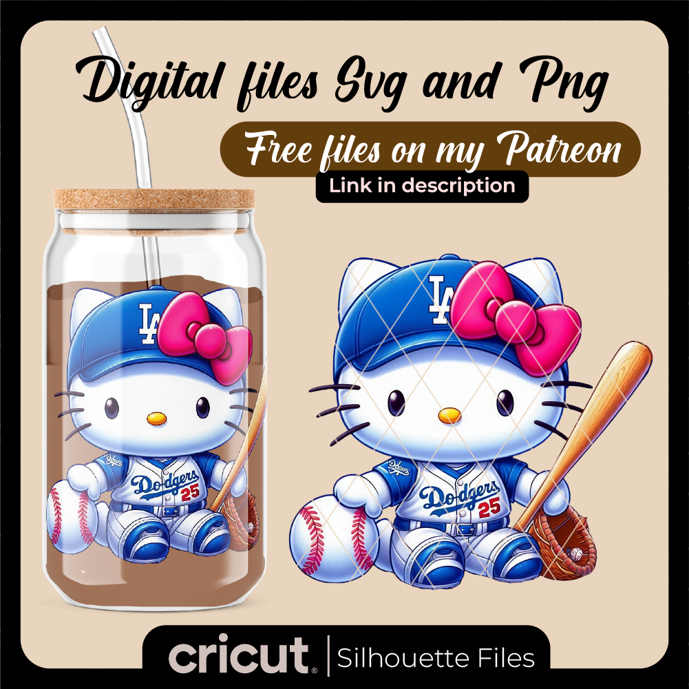 Hello kitty dodgers png, perfect for UVDTF, for cameo and cricut