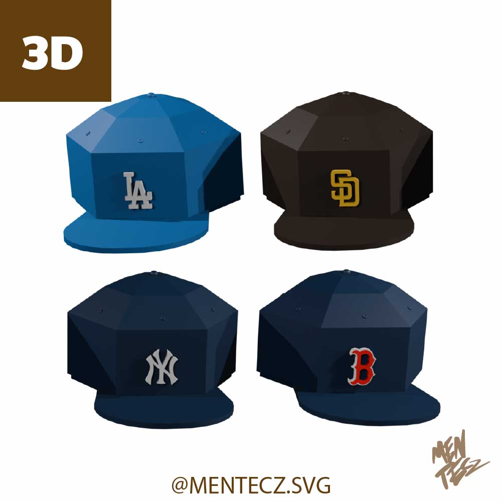 Baseball Cap Low-Poly Storage Box Pack - 3D Printable .3MF Files