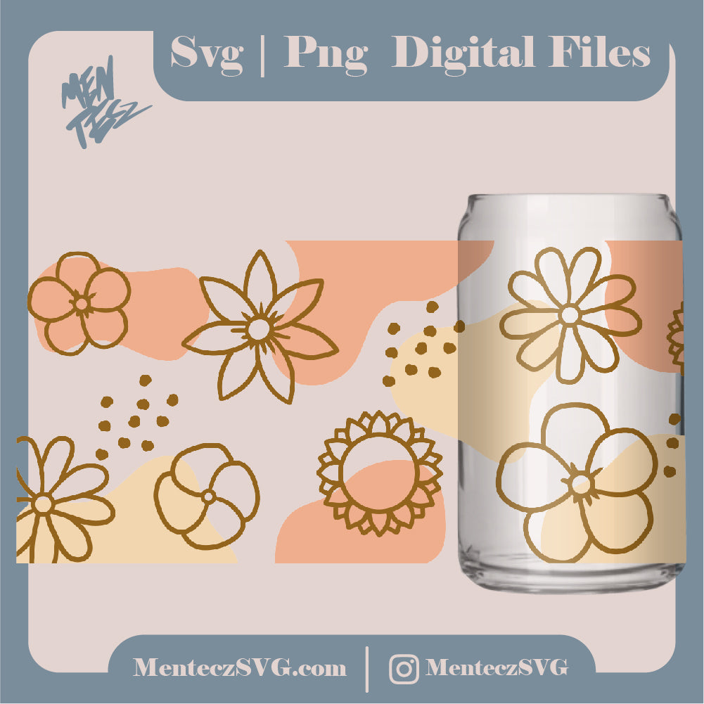 Wildflower glass can svg, glass can svg, wild flower svg, libbey can svg, glass can wrap svg, floral tumbler svg, flower svg, wildflower png