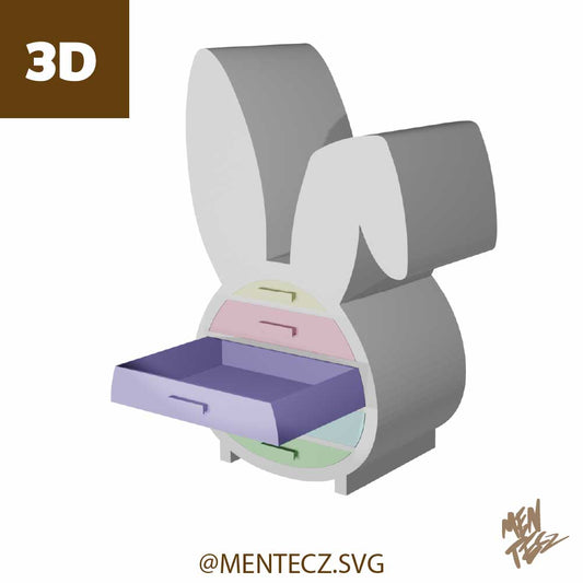 bunny drawer STL
kawaii organizer
cute storage 3d print
craft desk organizer
small parts storage