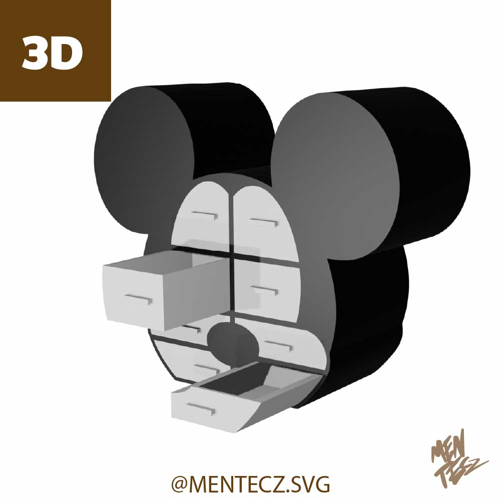 Mickey Mouse Drawer Organizer for Crafts | 3D Drawer Unit for Scrapbooking and Craft Room | Downloadable STL