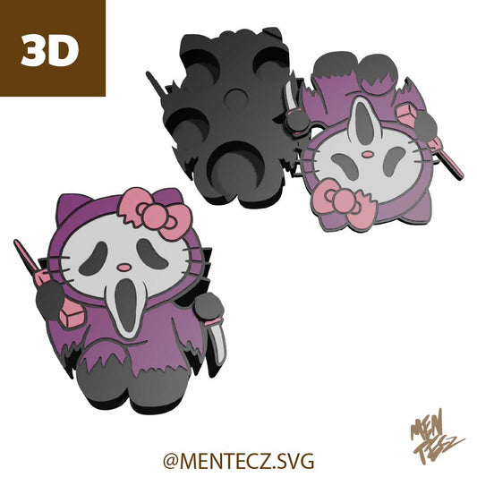 Hello Kitty Ghostface Coin Holder - Spooky Kawaii 3D Edition