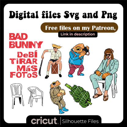 DTMF bundle bad bunny svg, bad bunny svg, platano svg, sapo svg