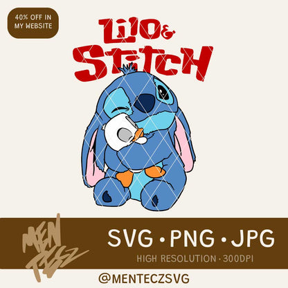 Lilo stitch hugging the duck svg, png, jpg, perfect for tshirt ,stickers, libbey etc, stitch movie png