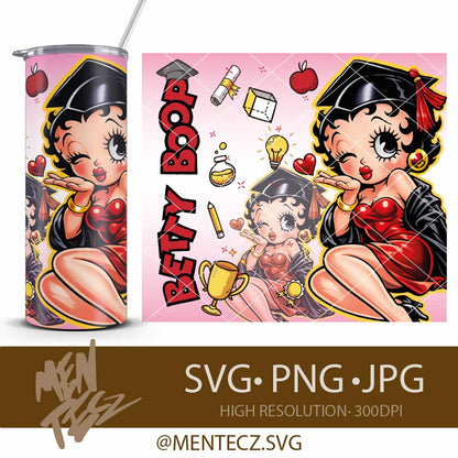Betty Boop Graduation PNG – Class of 2026 Cute Graduate Girl Design, Wrap libbey 16oz, Tumbler 20oz Sublimation & Cricut