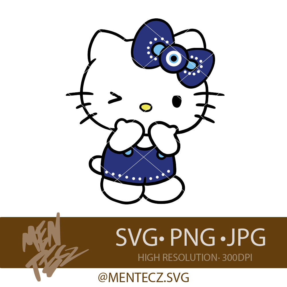 Hello Kitty Evil Eye SVG PNG , Wrap libbey 16oz, Tumbler 20oz ,Cute Protective Eye Design | Cricut & Silhouette Cut File