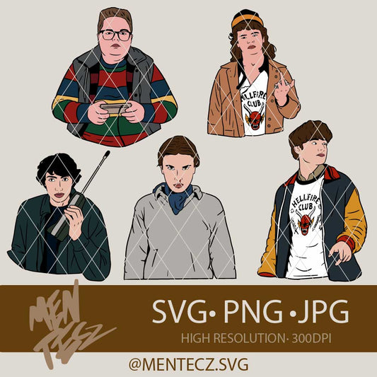Diseño SVG para Cricut - Stranger Things Characters SVG – Eleven, Demogorgon, 80s Retro SVG Bundle for Cricut & Silhouette - MenteczSVG