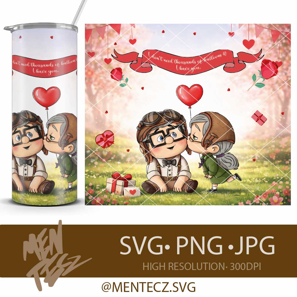 Valentine's Day Design UP, Pixar Couple Eternal Love, Printable Romantic Gift, wrap for tumbler 20oz