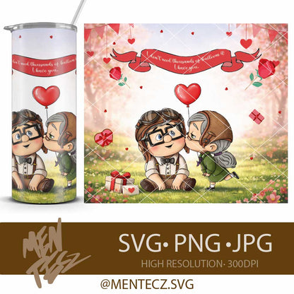 Valentine's Day Design UP, Pixar Couple Eternal Love, Printable Romantic Gift, wrap for tumbler 20oz
